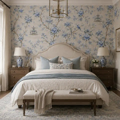 Blue Chinoiserie Garden Wallpaper