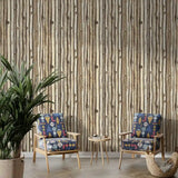 Natural Driftwood Stick Wallpaper – Rustic Organic Peel-and-Stick Bedroom Design
