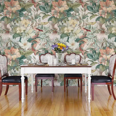 Soft Garden Whisper Wallpaper Elegant Pastel Botanical Floral Wall Design