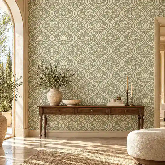Royal Damask Wallpaper Collection – Classic Peel-and-Stick Bedroom Dining Room