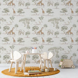 Safari Animal Wallpaper – Kids Room Nursery Peel-and-Stick Removable Design