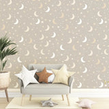 Moon and Stars Nursery Wallpaper – Dreamy Peel-and-Stick Kids Room Removable Design