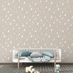 Moon and Stars Nursery Wallpaper – Dreamy Peel-and-Stick Kids Room Removable Design