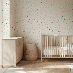 Pastel Polka Dot Wallpaper – Cheerful Nursery Kids Room Peel-and-Stick Design
