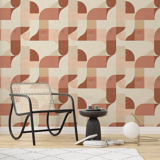Organic Modern Geometric Wallpaper – Minimal Peel-and-Stick Bedroom Office Design