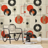 Bauhaus Abstract Circle Wall Mural – Modern Peel-and-Stick Office Living Room Design