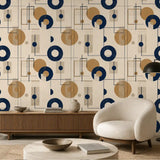 Bauhaus Abstract Circle Wall Mural – Modern Peel-and-Stick Office Living Room Design