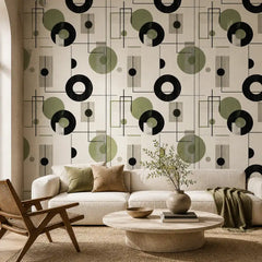 Bauhaus Abstract Circle Wall Mural – Modern Peel-and-Stick Office Living Room Design