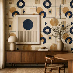 Bauhaus Abstract Circle Wall Mural – Modern Peel-and-Stick Office Living Room Design