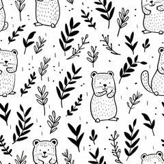 Cute Quokka Line Art Minimal Wallpaper – Peel-and-Stick Kids Room Design