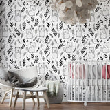 Cute Quokka Line Art Minimal Wallpaper – Peel-and-Stick Kids Room Design