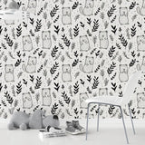 Cute Quokka Line Art Minimal Wallpaper – Peel-and-Stick Kids Room Design