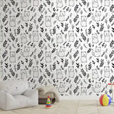 Cute Quokka Line Art Minimal Wallpaper – Peel-and-Stick Kids Room Design