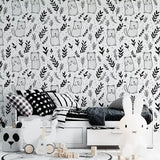 Cute Quokka Line Art Minimal Wallpaper – Peel-and-Stick Kids Room Design