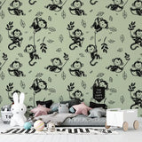 Playful Monkey Jungle Wallpaper – Kids Room Nursery Peel-and-Stick Design
