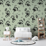 Playful Monkey Jungle Wallpaper – Kids Room Nursery Peel-and-Stick Design