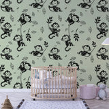 Playful Monkey Jungle Wallpaper – Kids Room Nursery Peel-and-Stick Design