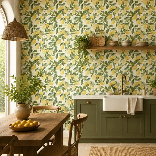 Sunlit Lemon Grove Wallpaper