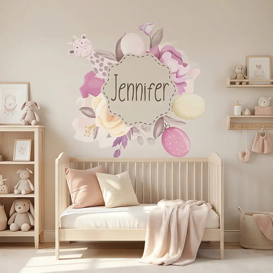 Custom Name Baby Floral Wall Sticker