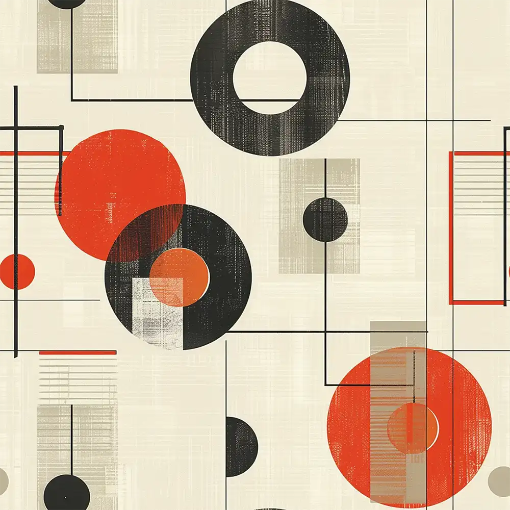 Bauhaus Abstract Circle Wall Mural for a modern kitchen design.