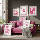 Beautiful cute pink girly aesthetic collage art poster sticker enhances wall decor.