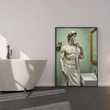 Beautiful funny David statue bathroom aesthetic art poster sticker enhances wall decor.