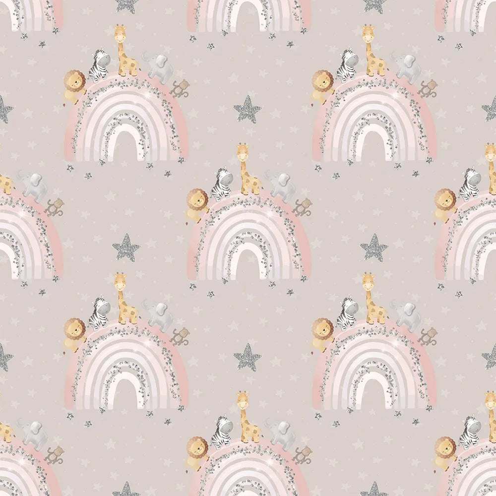 beautiful pastel safari rainbow kids room wallpaper kids wall sticker