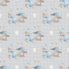 Beautiful vintage airplane soft pastel kids room wallpaper, decor sticker.