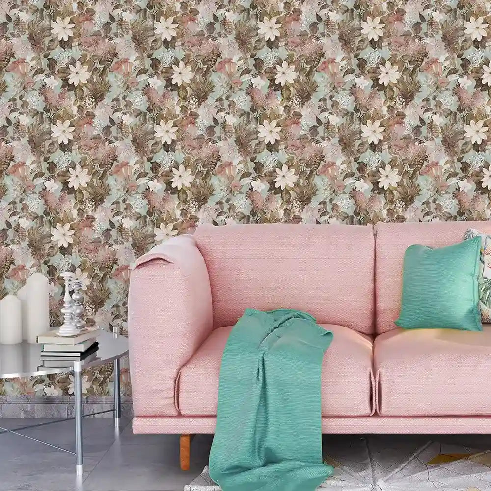 Beautiful whispering meadow vintage floral wallpaper enhances classic interiors.