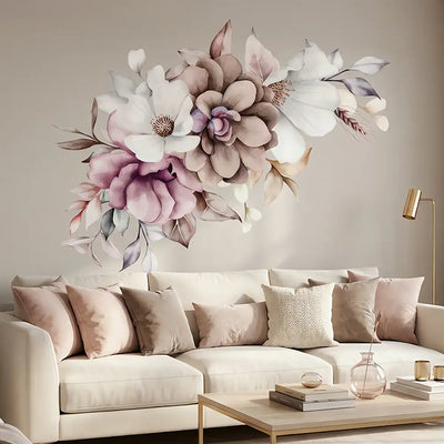 Neutral Floral Wall Sticker – Botanical Bedroom Living Room Removable Decal