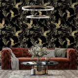 Black and Gold Crane Wallpaper for an elegant office setting.