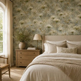 Cool blue and ivory color tones of blue mist queen annes lace wallpaper.