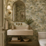Pattern detail of blue mist queen annes lace wallpaper and its fine stems.