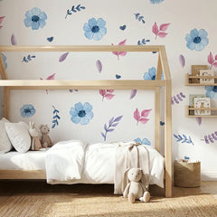 Pastel Floral Wall Decals – Soft Girls Room Nursery Peel-and-Stick Sticker Set