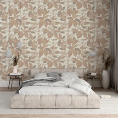 Blush Beige Floral Wallpaper to add charm to your living room.