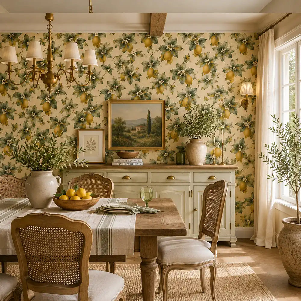 Buy vintage lemon grove wallpaper online from Wall Decor Design today.