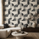 Organic Modern Geometric Wallpaper – Minimal Peel-and-Stick Bedroom Office Design