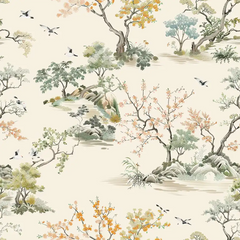 Chinoiserie Landscape Wallpaper to add beauty to your office space.