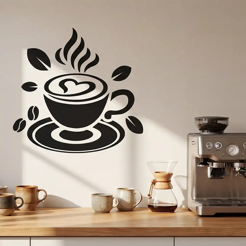 Coffee Cup Vinyl Sticker to enhance your office wall decor.