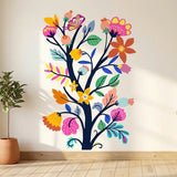 Colorful Floral Branch Wall Decal – Living Room Bedroom Removable Sticker