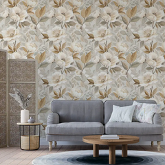 Comfortable Beige and Gold Floral Wallpaper designs for every home.