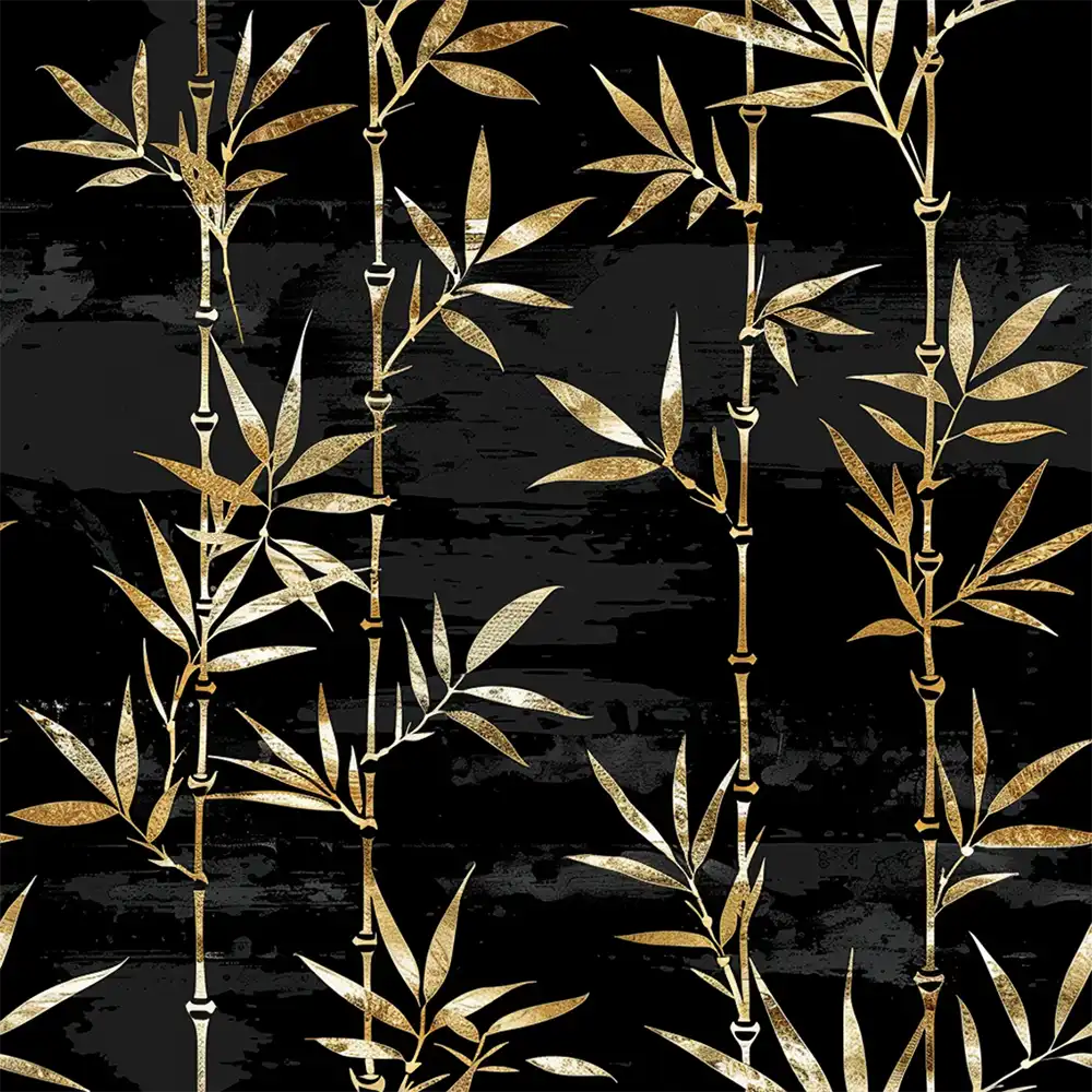 Comfortable black and gold bamboo wallpaper sticker for office wall adds calm sophistication.