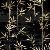Comfortable black and gold bamboo wallpaper sticker for office wall adds calm sophistication.