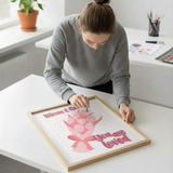 Comfortable cute pink girly aesthetic collage art poster sticker softens room interiors.
