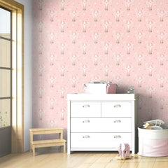 Comfortable dreamy air balloons sky nursery wallpaper, soft wall sticker.