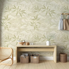 Comfortable neutral bamboo wallpaper sticker for office wall decor creates calm.