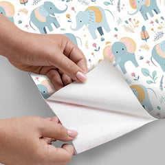 Comfortable pastel baby elephant kids room nursery wallpaper feels relaxing.
