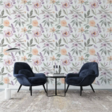 Comfortable pastel watercolor floral wallpaper sticker for bedroom wall adds calm.