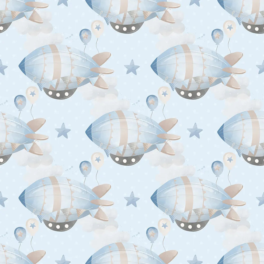 comfortable pastel zeppelins stars baby room wallpaper soft wall sticker