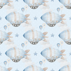 comfortable pastel zeppelins stars baby room wallpaper soft wall sticker